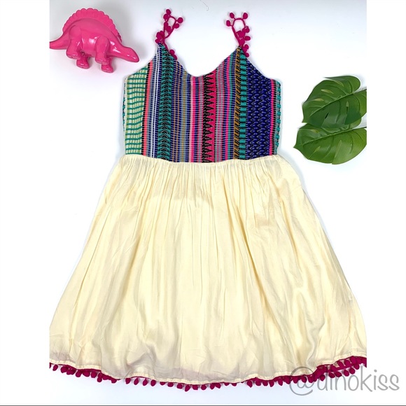 A&B Dress Multi Color Embroidered Pompom Dress - Picture 1 of 13